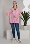 Viscose Fabric Bird Flower Printed Pink Summer Loose Women Blouse - 4