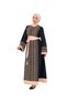 Hijab Dress Palestine Embroidered Satin Belted Black Women's Dress - 8