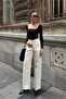 Women's High Waist Denim Pants Cream - 5