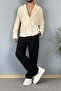 Apaç Collar Long Sleeve Wrinkled Textured Oversize Beige Shirt - 4