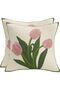 Pink Tulip Embroidered Throw Pillow Covers 18x18 Set of 2 (G3-9)