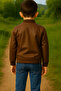 Barkod Ki̇ds935-11-25 Boy's D Leather-Look Jacket – White T-Shirt and Jeans Combination - 4