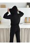 Hooded Black Tracksuit Set with Sequin Detail / Black Sequin Detailed Tracksuit Set - 4