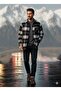 Single Pocket Detailed Plaid Textured Cashmere Cotton Button-Down Collar Winter Lumberjack Shirt