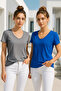 Women's Cobalt Blue-Grey 2-Pack Short-Sleeve 100% Organic Cotton V-Neck T-Shirt - 5