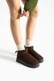 Mini Brown Suede Thick Sole Women's Boots with Fur Inside (Sole 4 cm) - 2