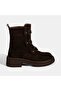 Women's Brown Metal Buckle Detailed Suede Leather Boots - 2