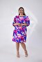 Women's Plus Size Dress with Elastic Waist and Sleeves - 2