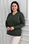 Women's V-Neck Plus Size Rhinestone Knit Blouse - 3