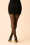 15 Den Poppy Patterned Bitter Brown Women's Pantyhose - 6