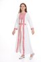 Hijab Dress Children's Palestinian Traditional Embroidered Red Striped White Girl's Dress - 2