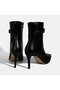 Women's Black Pointed Toe Thin Heeled Leather Boots - 8