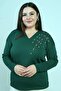 Women's V-Neck Plus Size Rhinestone Knit Blouse