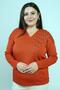 Women's V-Neck Plus Size Rhinestone Knit Blouse - 2