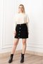 Women's Winter Black Chic Ornamental Button Detailed Striped Mini Skirt 6824 - 3