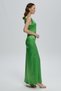 Green Back Detailed Elara Satin Dress - 5