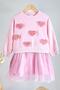 Girl's Heart Applique Tulle Detailed Dress - 2