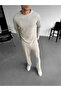 Regular Textured Crepe Light Beige T-Shirt - 2
