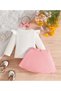Girls' Skirt Suit 3-Piece Set, Long Sleeve T-Shirt and 3D Colorful Flower Embroidery Skirt and Ribbon - 3
