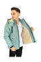 Boy's Green Coat with Zipper Pockets, Zipper Closure, Plush Lining, Detachable Hood - 3