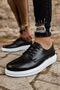 Yg003 Pelle Classica Men's Casual Lace-Up Leather Classic Shoes Cbt - Black