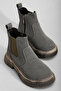 Children's Unisex Smoked Suede Thick Serrated Thermo Sole Zippered Elastic Chelsea Boots - 3