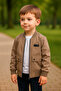 770-11-25 Boy's 3-Piece Set: Zippered Jacket + T-Shirt + Jeans Pants Age 5/8 - 2