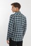 Collar Buttoned Long Sleeve Snap Closure Double Pocket Flap Koton Plaid Men's Shirt - 9