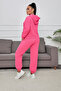 Double Butterfly Tracksuit Set Sweatshirt Jogger - Pink Printed Oversized Fleece-Lined Hooded - 2