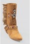 Women's Suede Boots Embroidered Tassel Detail Tan Tessa - 3