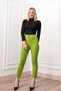 Women's Summer Dark Green Trend Model High Waist Fabric Trousers with Pencil Detail 30062 - 3