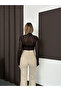 Women's Black Stand Collar Transparent Lace Blouse - 8