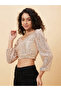 Women Beige Embellished Sweetheart Crop Top - 4