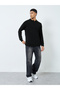Men Black Long Sleeve Polo Knit Sweater - 2