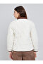White Solid Quilted Padded Jacket with Button Front - 6