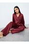Satin Polka Dot Jacquard Shirt and Straight Leg Pyjama Set