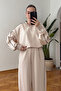 V-Neck Piping Setay Modal Suit - Beige - 6