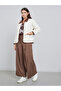 White Solid Quilted Padded Jacket with Button Front - 2