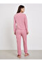 Texture Button Front T-Shirt and Long Pyjama Set - 6