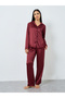 Satin Polka Dot Jacquard Shirt and Straight Leg Pyjama Set - 2