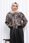 Black Leopard Patterned Jacket Skirt Suit - 3