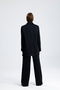 Lined Shoulder Pad Piece Satin Women's Suit – Stylish Oversized Jacket and Wide Leg Pants |   Tk36437 Black - 5