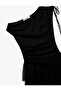 Shirred Asymmetric Neckline Layered Sleeveless Mini Lace Dress - 6