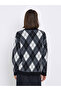 Oversized Argyle Pattern Sweater - 5