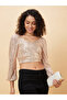Women Beige Embellished Sweetheart Crop Top