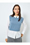 Blue Sleeveless Vest with Shirt Top