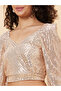 Women Beige Embellished Sweetheart Crop Top - 5