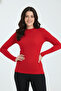 Women's Half High Neck Bodycron Ribbed Knit -Stylish- Blouse - 2