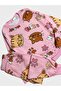 Girls' Cotton Fleece-Lined Pink Cat Patterned Long Sleeve Winter Pajamas Set - 5