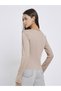 Beige Bow-Detail Long Sleeve T-Shirt - 4